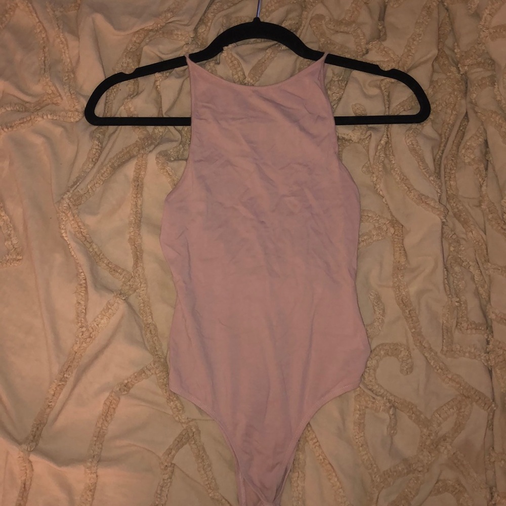 Pink open back bodysuit
